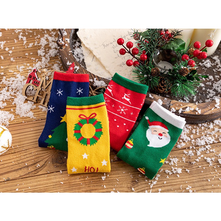 Tất vớ cotton nam nữ họa tiết Giáng Sinh Noel nhiều màu - SONO112