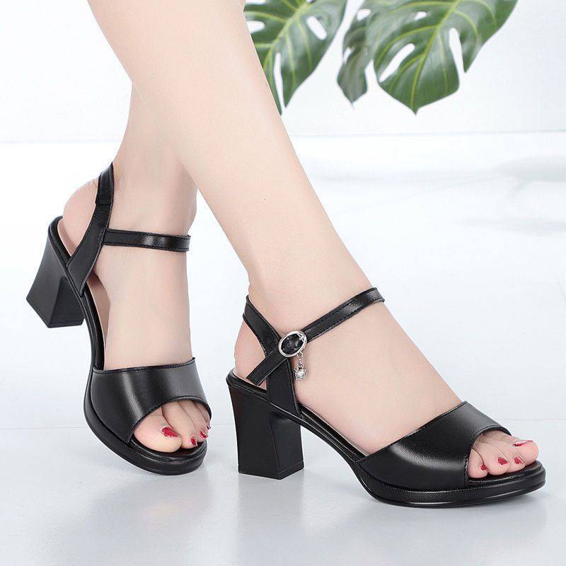 Dép nữ gót cao mẫu quai hậu bản to gót vuông 7 phân bền đẹp, KH-06 Thời Trang Xịn