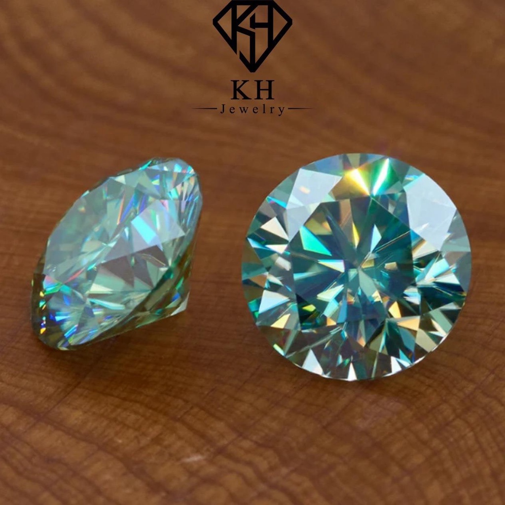 Khuyên Tai Xi Kim Vuông Viền Tấm Đá Moissanite KHJEM07 - Chốt Vặn