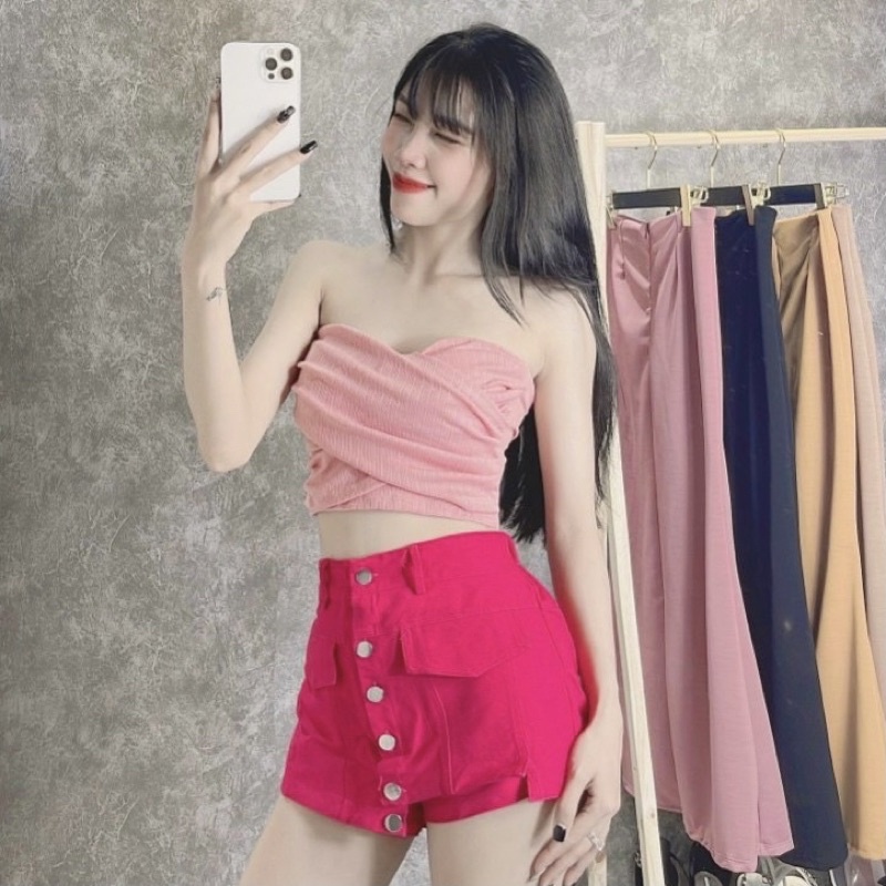 Áo ống đắp chéo sexy hình thật