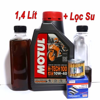 1,4L nhớt Motul H-Tech và 1 lọc nhớt GSX, Raider, Satria, GZ, GD, ...