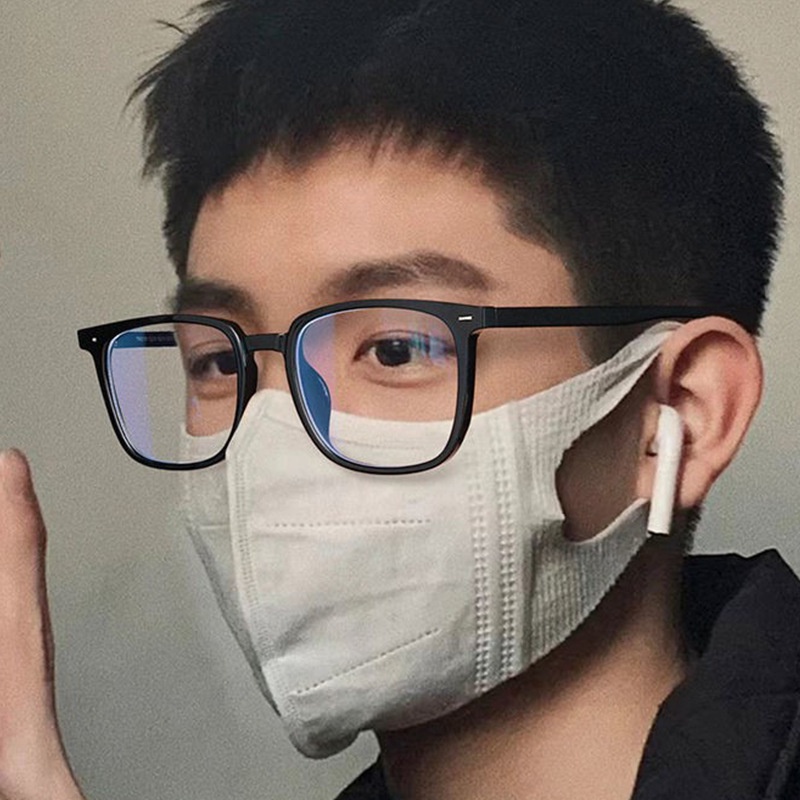 Kính Mát Gọng Vuông Màu Đen Chống Ánh Sáng Xanh Thời Trang Cho Nam COD