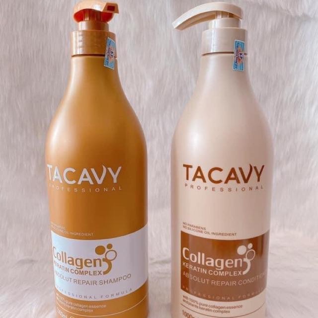 Cặp Dầu Gội Xả TACAVY 1000ml | Giảm Gãy Rụng, Phục Hồi Tóc Hư Tổn, Khô Xơ | Hàng Chính Hãng