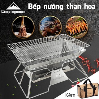 Bếp nướng than hoa bếp dã ngoại campingmoon mt3 mt2 bếp nướng ngoài trời inox 304 gấp gọn dành cho đi cắm trại picnic