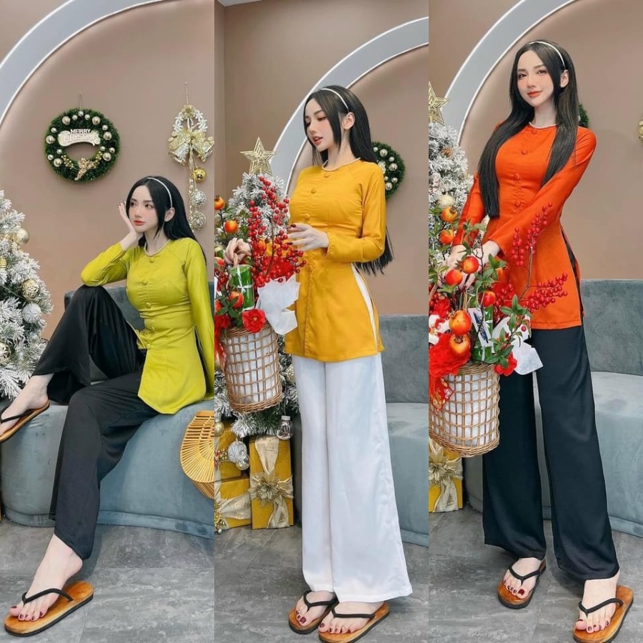 ÁO BÀ BA ĐỒ LAM ĐI LỄ CHÙA CÁCH TÂN THIẾT KẾ CÚC BỌC CỔ TRÒN PHỐI NGỌC VIỀN CỔ ÁO KÈM QUẦN MAY SẴN NHIỀU MÀU