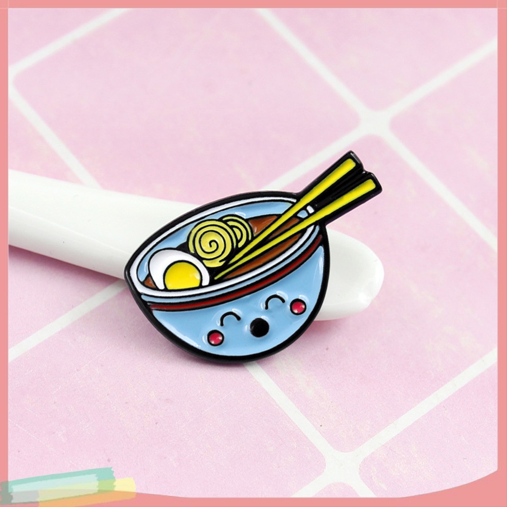 【LK】Cute Cartoon Noodles Bowl Enamel Brooch Pin Denim Backpack Badge Gift