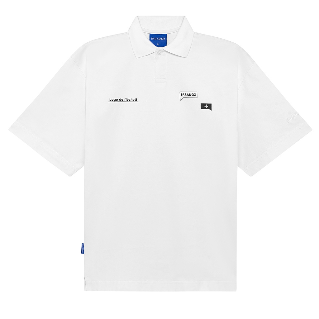 Áo thun có cổ Paradox tay lỡ MINI LOGO POLO - Trắng