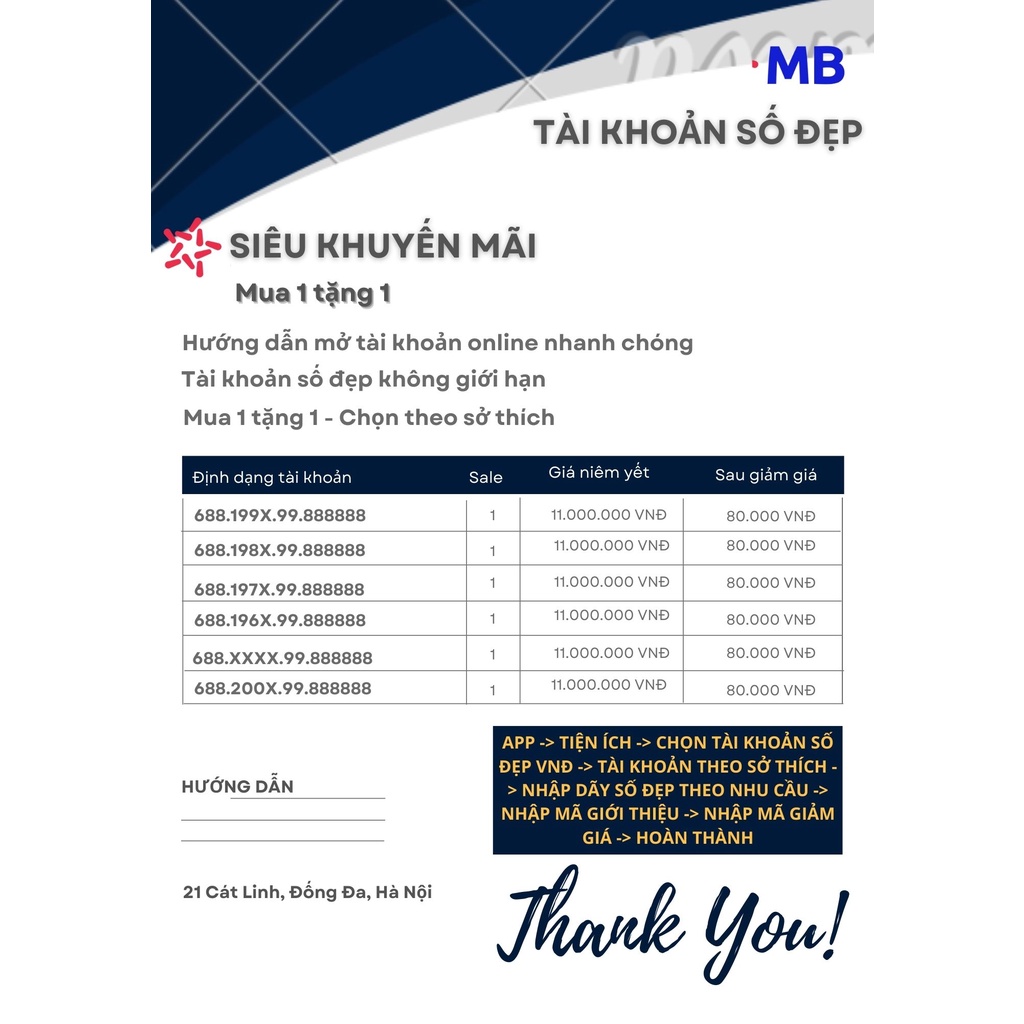 TÀI KHOẢN SỐ ĐẸP MB BANK - SIÊU KHUYẾN MÃI