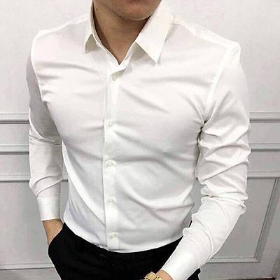 Sơ mi nam dài tay kiểu dáng trẻ trung chất vải lụa nến co giãn nhẹ thấm mồ hôi tốt