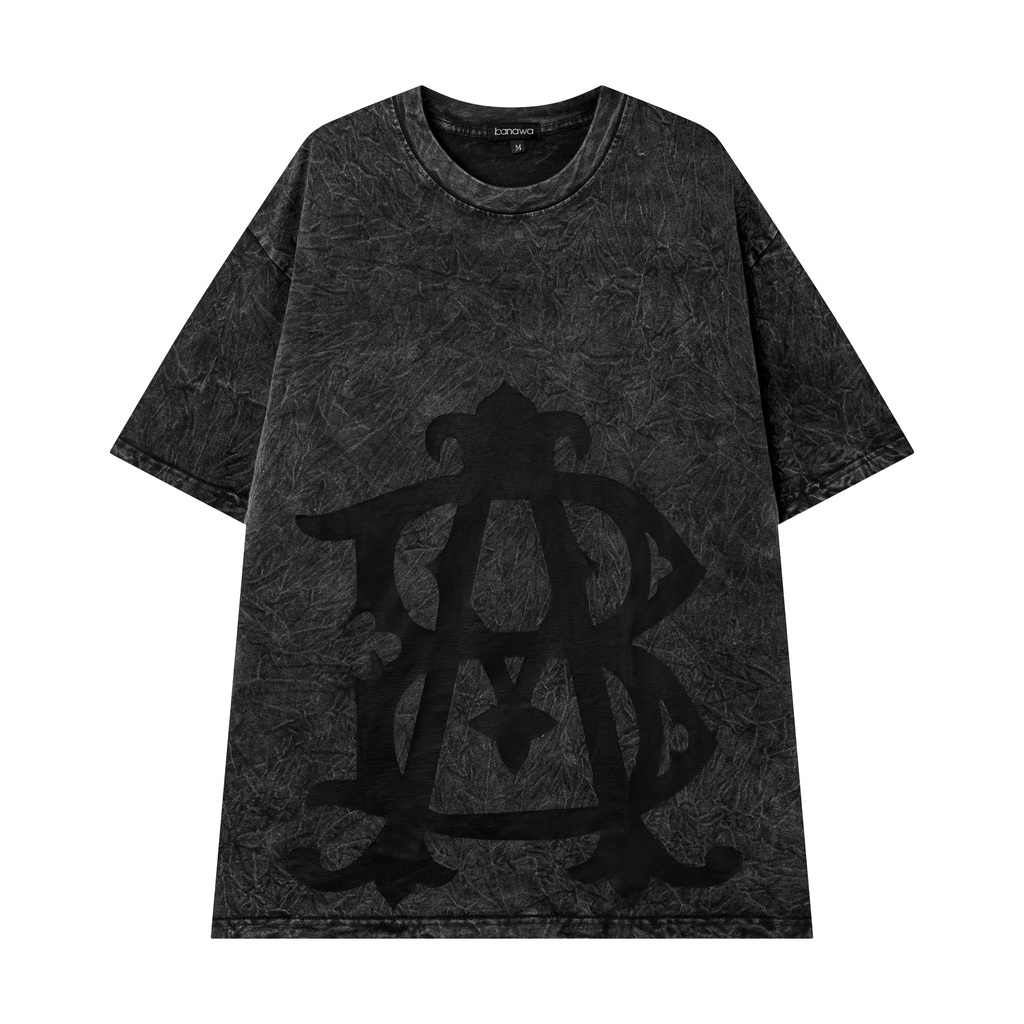 Áo thun Local Brand Banawa áo phông cotton oversize tay lỡ nam nữ unisex - Illusiob Big Logo Wash Tee - Màu Đen