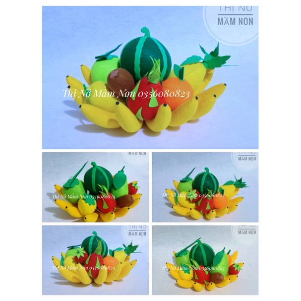 Mâm ngũ quả nỉ size to trang trí tết 2024 đồ dùng mầm non