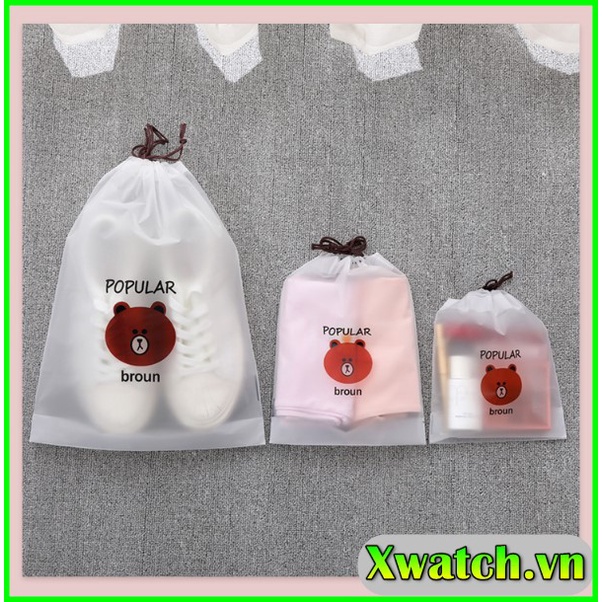 Túi đựng đồ đa năng dây rút chống thấm hình Gấu Brown