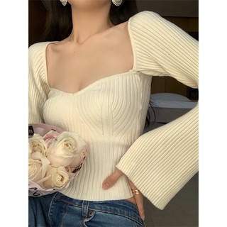 Áo len cổ vuông [Hình thật shop chụp]