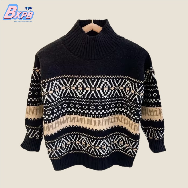Áo Sweater Cổ Lọ Dáng Rộng Ấm Áp Thoải Mái Thời Trang Cho Bé Trai 3-15 Tuổi 110-170