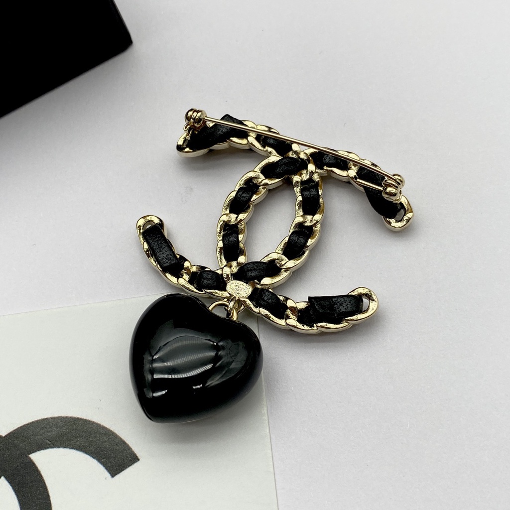 Ghim Cài Áo Hình Trái Tim Đôi Mạ Bạc 925 Thời Trang