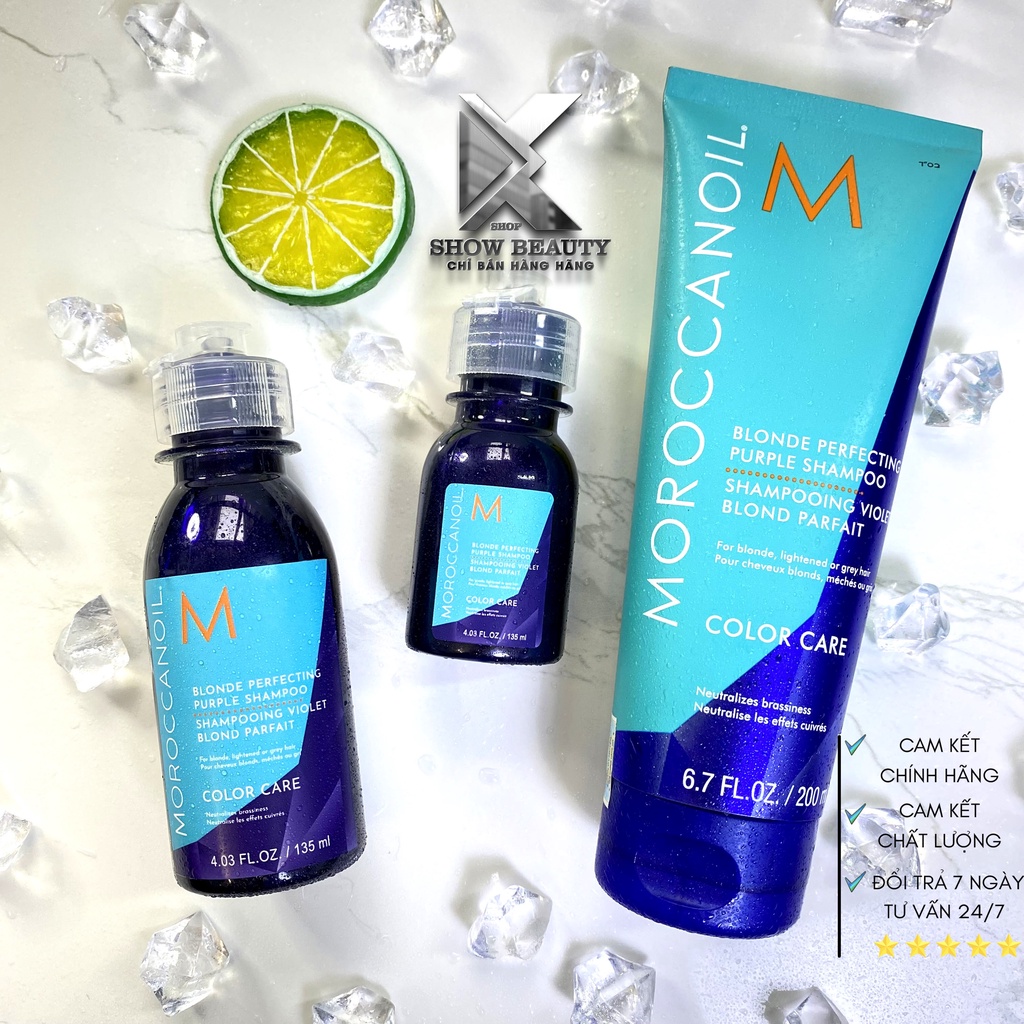 Dầu Gội Tím Khử Vàng Moroccanoil Giữ Màu Cho Tóc Tẩy - Blonde Perfecting Purple Shampoo