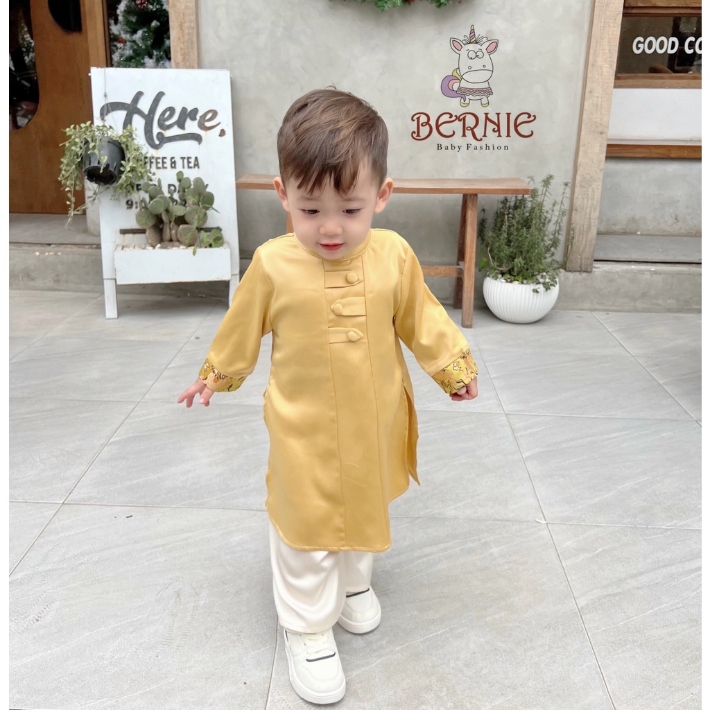 Set áo dài lụa cách tân BERNIE cho bé trai đi chơi Lễ Tết, du Xuân chụp hình AD12