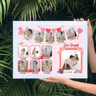 Khung ảnh cho bé, khung sinh nhật thôi nôi 20x30 thiết kế theo yêu cầu Khung ảnh gia đình