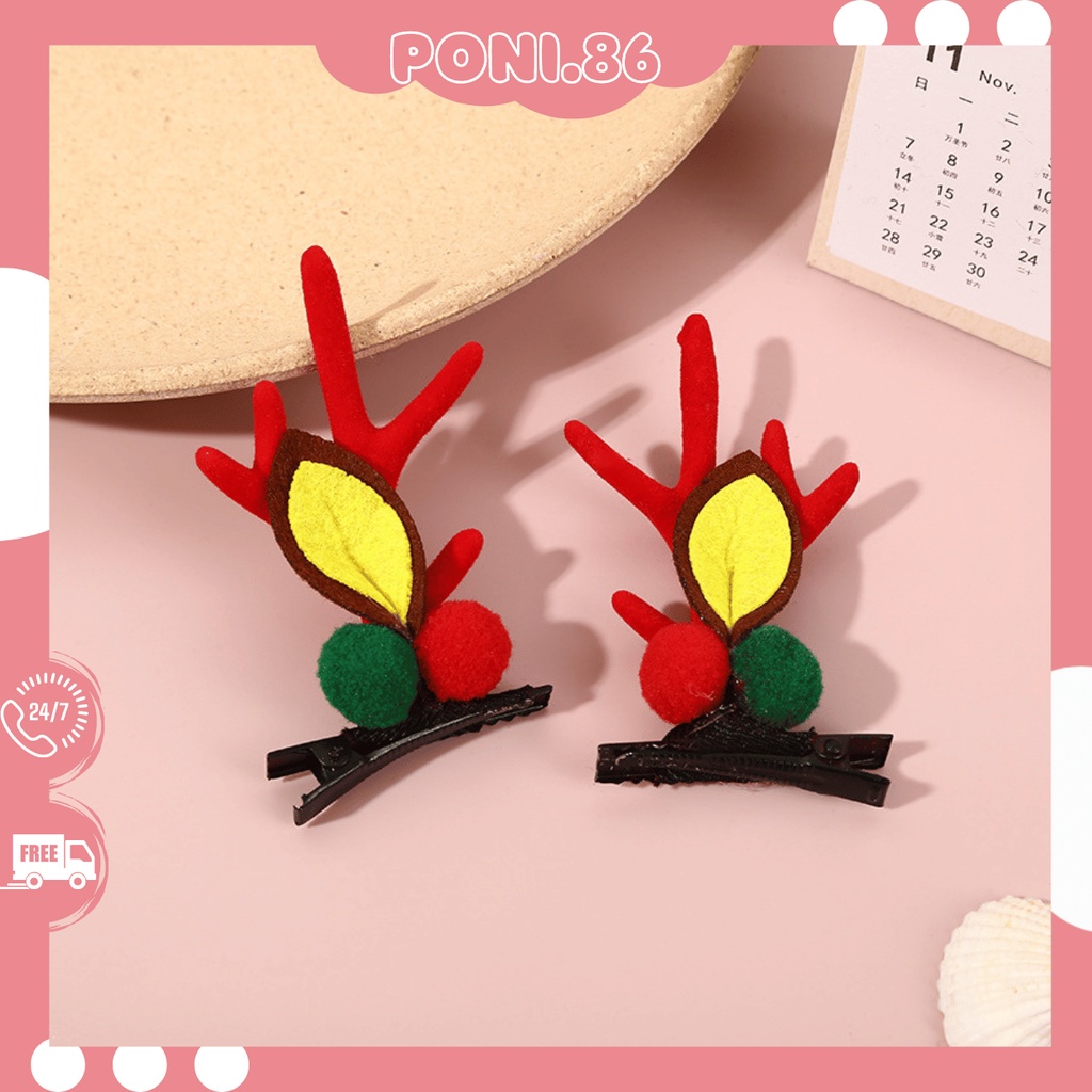 Set 2 chiếc kẹp tóc hình Sừng Tuần Lộc hottrend giáng sinh 2022