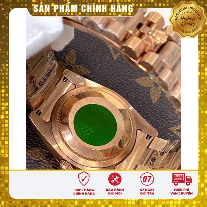 Đồng hồ nam Rolex Day-date 36mm máy cơ Nhật cao cấp, mặt tròn đính đá, dây thép không gỉ