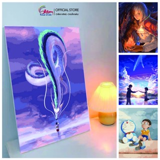  Tranh Tô Màu Theo Số Tranh Số Hóa Tự Tô Màu Cho Người Lớn Anime Ghibli Có Sẵn Căng Khung 2.5cm 