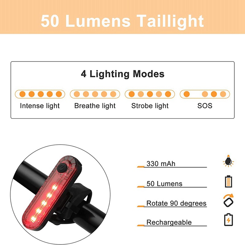 Đèn Pha Trước Và Sau Bằng Hợp Kim Nhôm Chống Nước Cho Xe Đạp