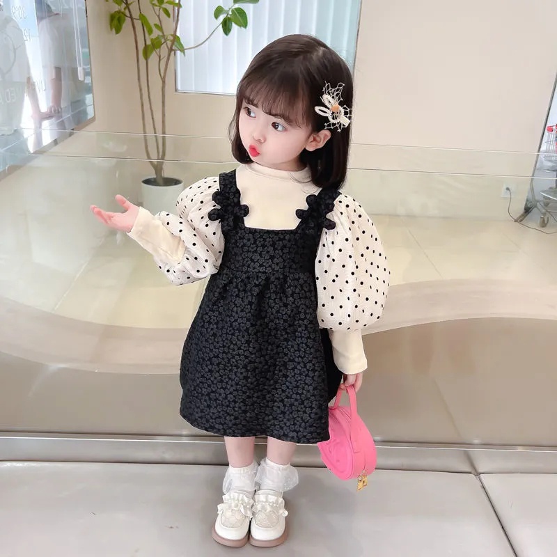 Đầm Công Chúa Giả Hai Lớp Phong Cách Phương Tây Thời Trang Mùa Thu Cho Bé Gái