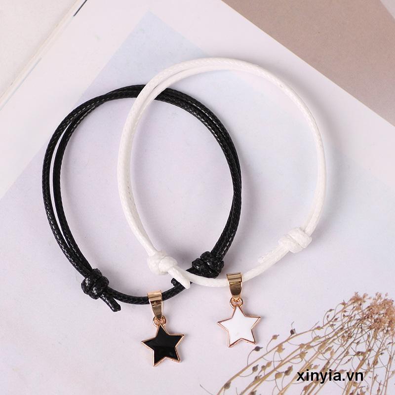 Vòng Tay Da Hai Lớp Gắn Ngôi Sao Năm Cánh Có Thể Điều Chỉnh Unisex