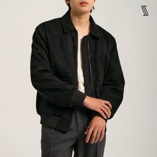 Áo khoác da lộn nam SSSTUTTER cá tính 2 túi giữ ấm NEW YORK BOMBER JACKET