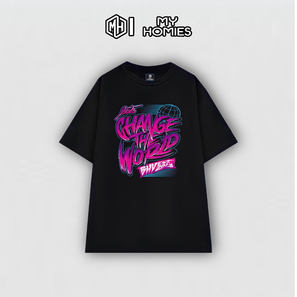 Áo thun cotton big size,form Unisex mẫu Change the world 50-120kg - MH Store
