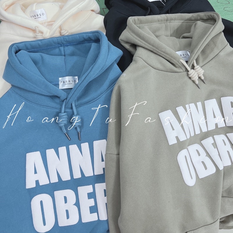 Áo hoodie nỉ tàu chữ in nỗi Annab 4 màu M668
