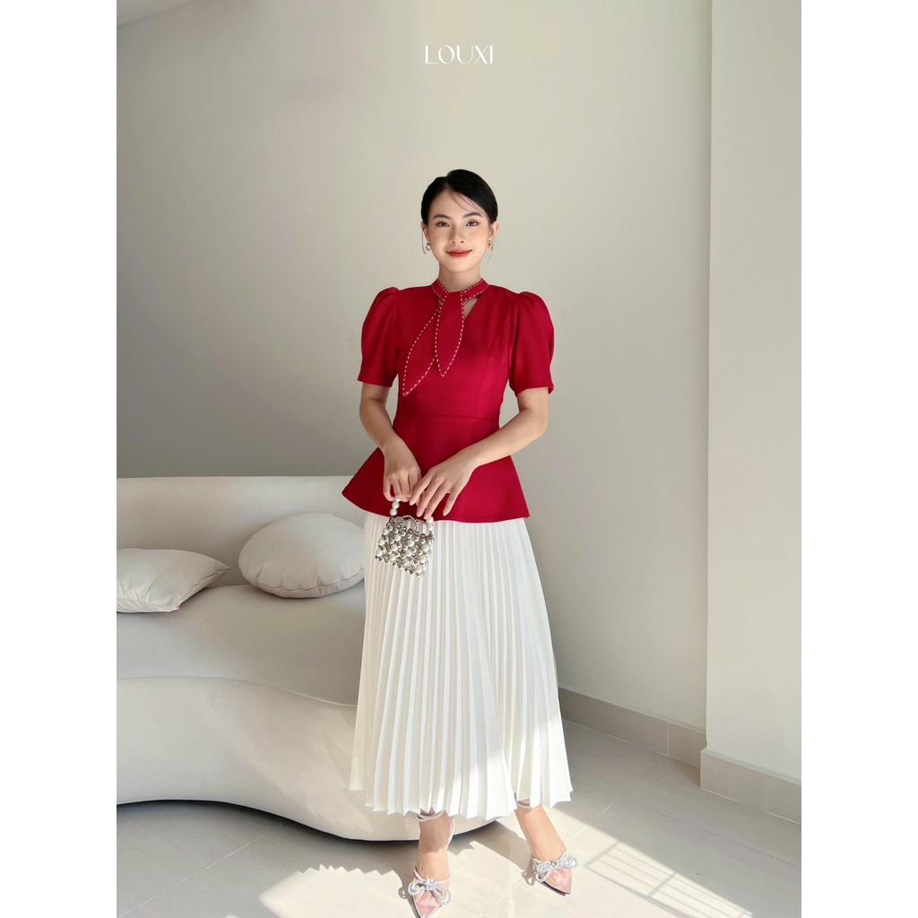 LOUXI - Chân váy dập ly dài LL