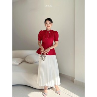 Louxi - chân váy dập ly dài ll