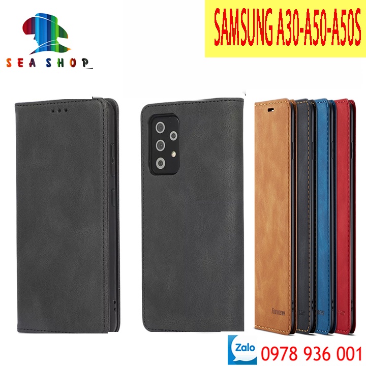 Bao da Samsung A50, A30S, A50S - Thiết kế dạng ví sang trọng - Có ngăn cài thẻ - tien - Nắp gập 2 mặt làm bằng da lộn