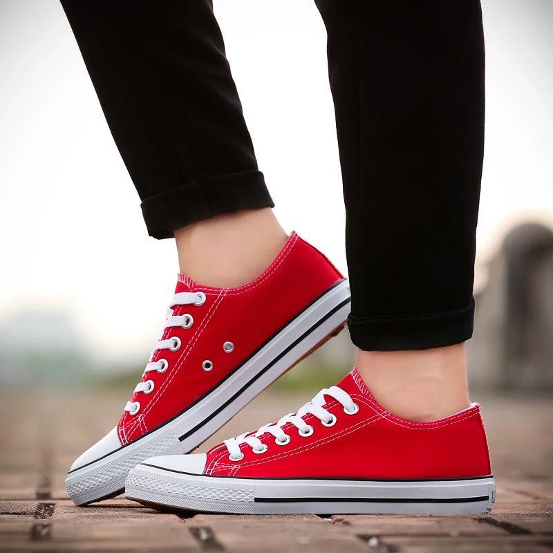 Giày vải thể thao nam nữ CV09  - Màu đỏ đế trắng