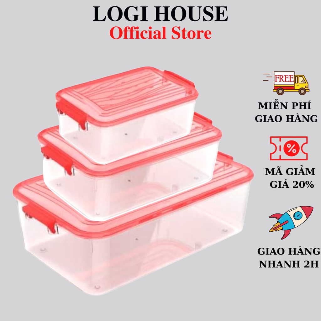 Bộ 3 Hộp Nhựa đựng thực phẩm nắp Gài đậy kín Matsu 820ml - 1600ml - 2600ml lớn chịu nhiệt bền đẹp cao cấp