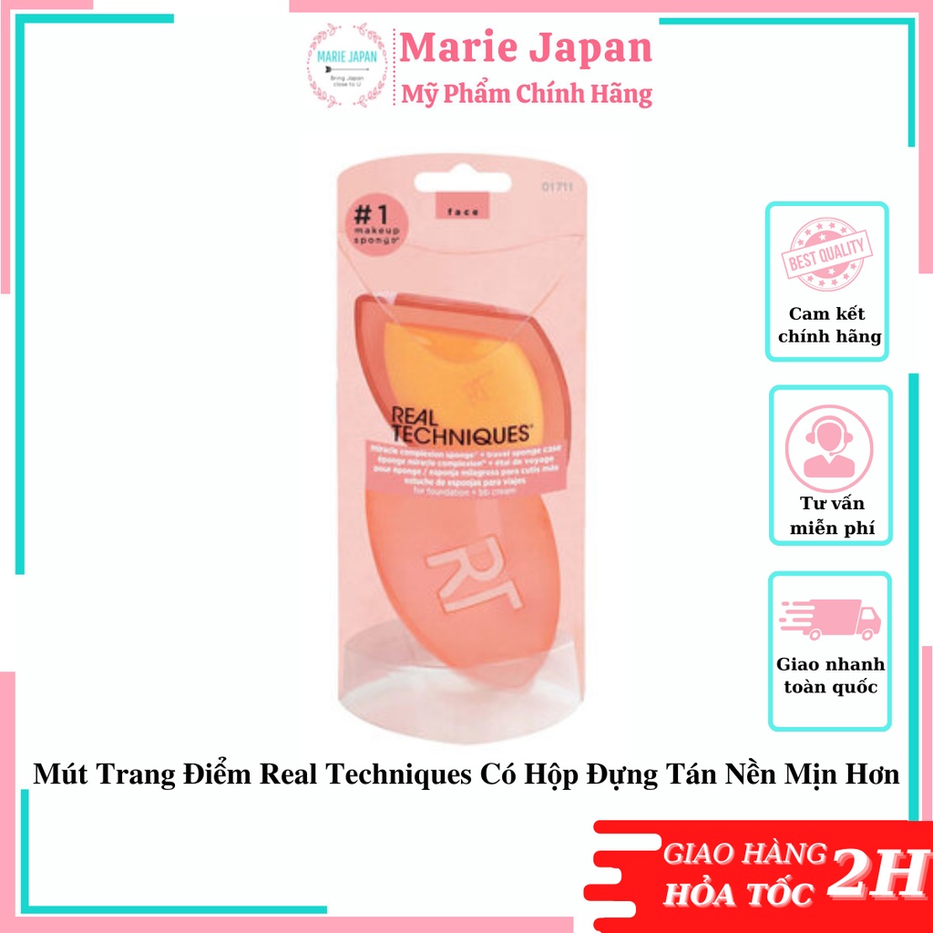 Mút Trang Điểm Real Techniques Có Hộp Đựng Tán Nền Mịn Hơn