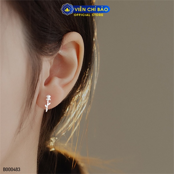 Bông tai hoa hồng nhỏ chất liệu bạc Thái 925 thời trang phụ kiện trang sức nữ Viễn Chí Bảo B000483