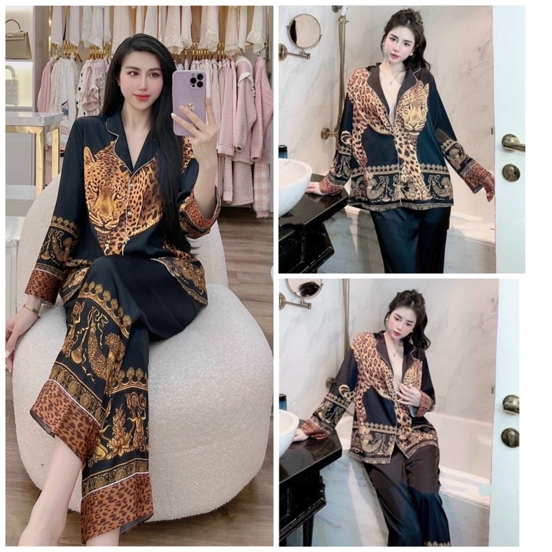BỘ PIJAMA SATIN LỤA CAO CẤP LEI EN ĐEN