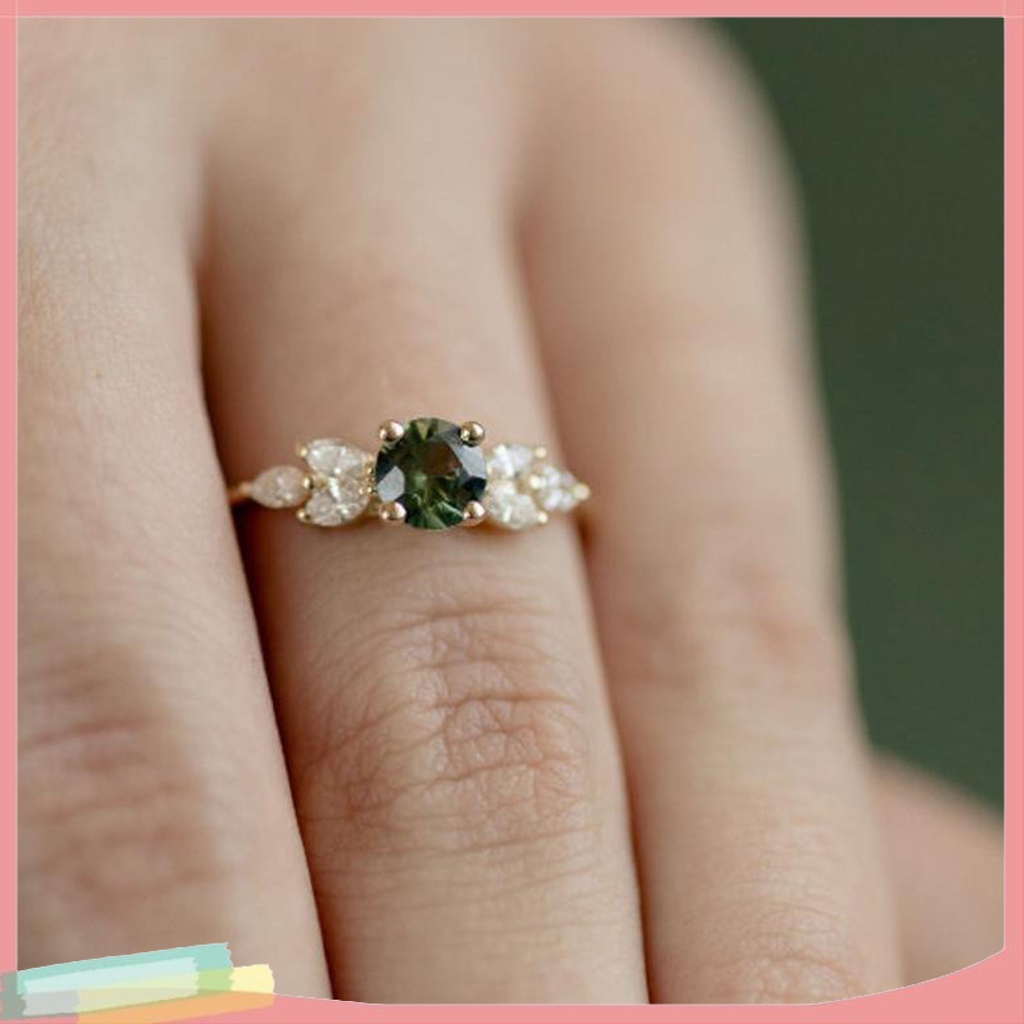 Nhẫn hợp kim mạ bạc trang trí đá zircon thời trang cho nữ