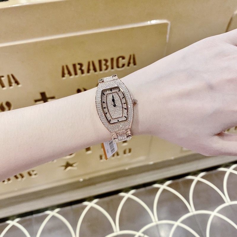 Đồng hồ nữ Davena 61369  chính hãng mặt chữ nhật full đá