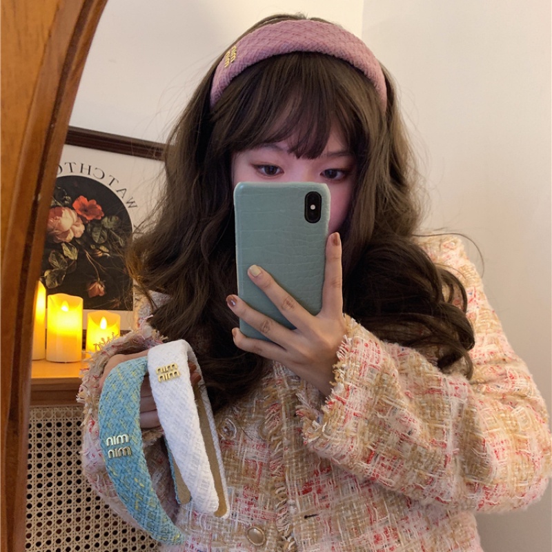 Băng Đô Vải tweed Cao Cấp Bản Rộng Thời Trang Thu Đông Phong Cách Pháp Cổ Điển