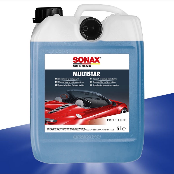 SONAX 627 dung dịch tẩy rửa xe ôtô đa năng (vệ sinh nội ngoại thất, rửa xe, khoang máy, mâm lazang) can 5 lít