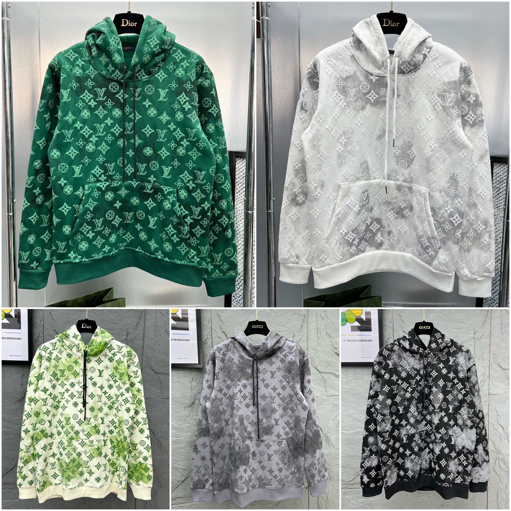 Áo Hoodie Nam Lv Họa Tiết In Nổi Cao Cấp - Áo Hoodie Unisex Nam Nữ Lv Chất Nỉ Bông Màu Loang
