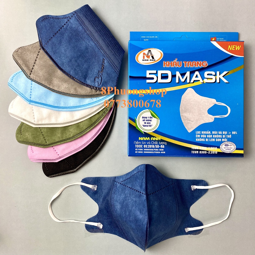 Khẩu trang 5D Nam Anh 10 cái/ hộp – Khẩu trang y tế Nam Anh Famapro thiết kế 3D Mask