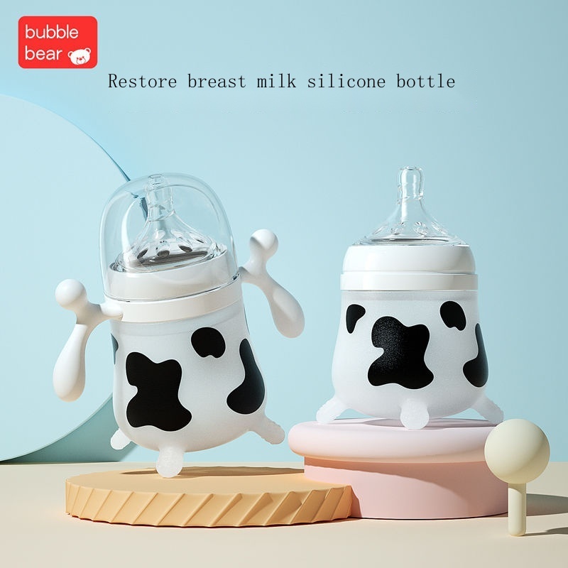 Bình Sữa Bằng Silicon Chống Tràn Chống Rơi Chống Đầy Hơi Cho Bé Sơ Sinh 1 Tháng Tuổi