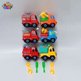 Đồ chơi Bộ 6 xe công trường và cứu hỏa có thể tháo lắp