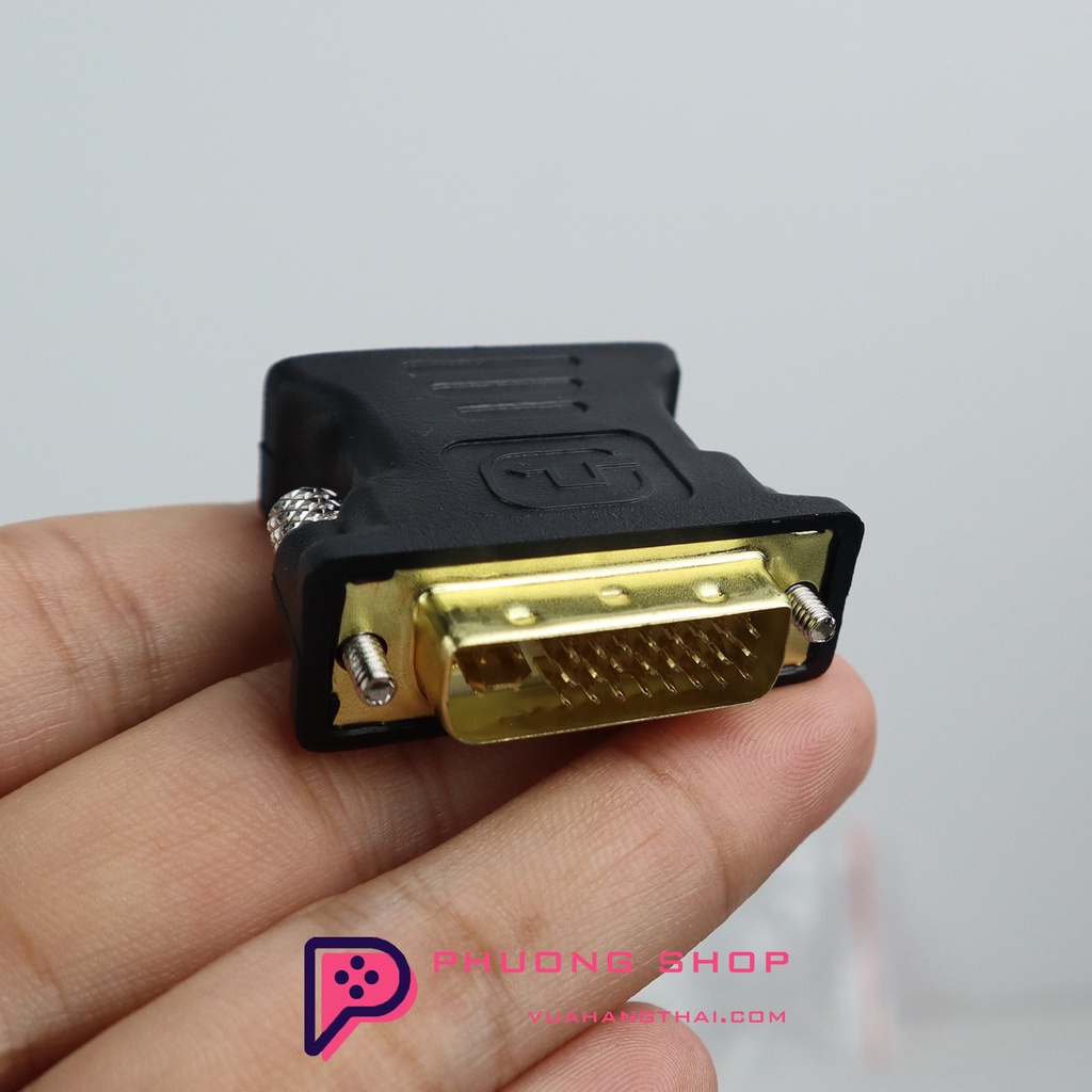 Đầu chuyển DVI 24+5 to VGA Cao Cấp - DVI sang VGA - mạ vàng, ốc siết bằng kim loại, Kết nối màn hình, máy chiếu