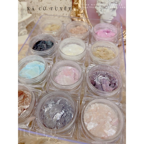 Set xà cừ tuyết 12 màu trang trí móng HK NAIL ACCESSORIES