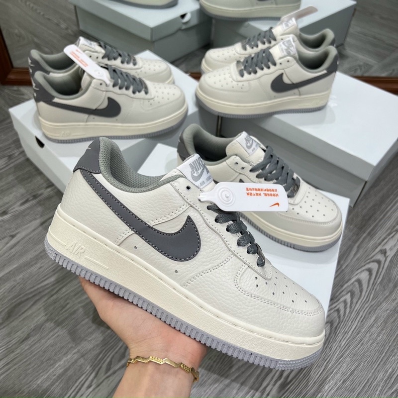 giày af1 kem xám lót bông mới, giày air force 1 be xám cao cấp